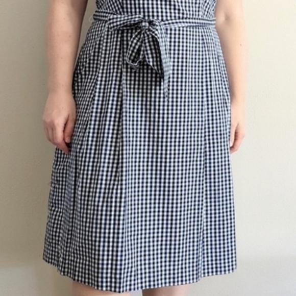 🆕️ Anne Klein Gingham Navy-White Dress. Detachable Waist Belt. NWT - Picture 7 of 12